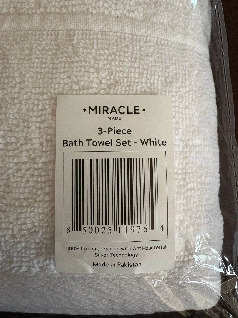 Miracle White 3-Piece Bath Towel Set